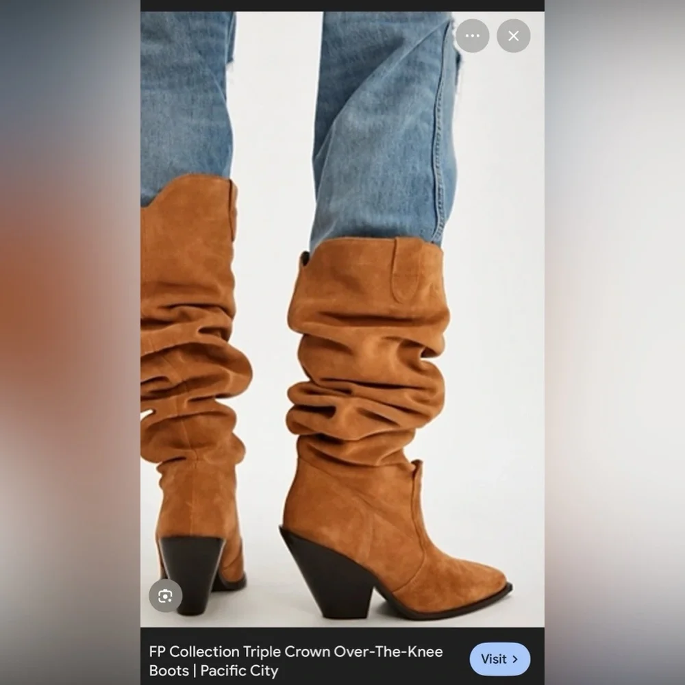 Free People Triple Crown Over-the-Knee Boots in Tan Suede